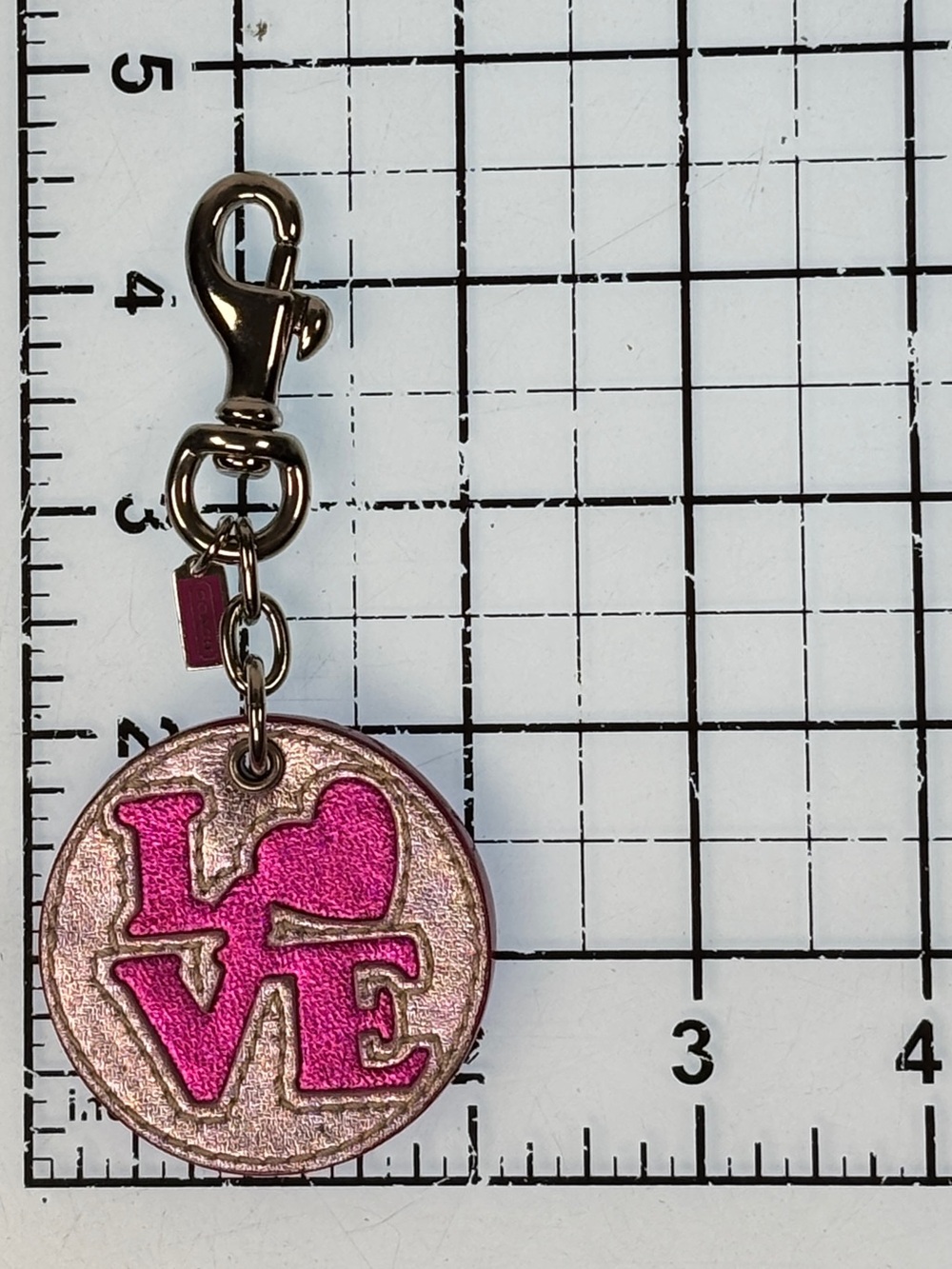 Coach Metallic Pink LOVE Disc Key Charm - Picture 3 of 3